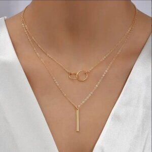14K Gold filled circle lariat necklace